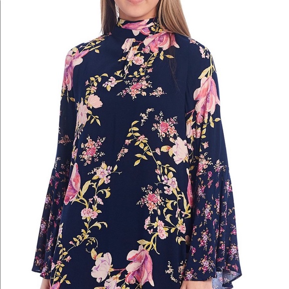 Free People tate floral print mock neck bell tunic - Picture 6 of 11